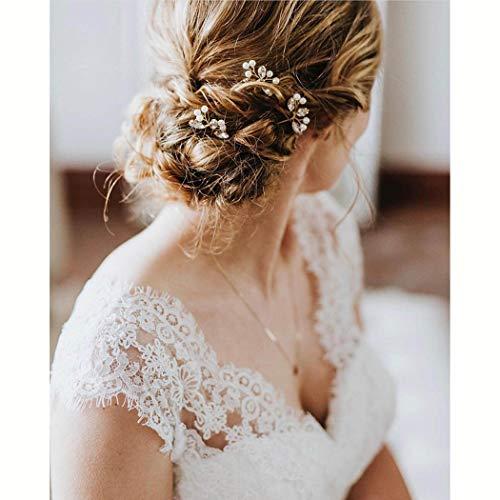 Barode Barode Bridal Hair Pins Bride Crystal Pearl Bead Hair Pins 3 Pieces (Gold)