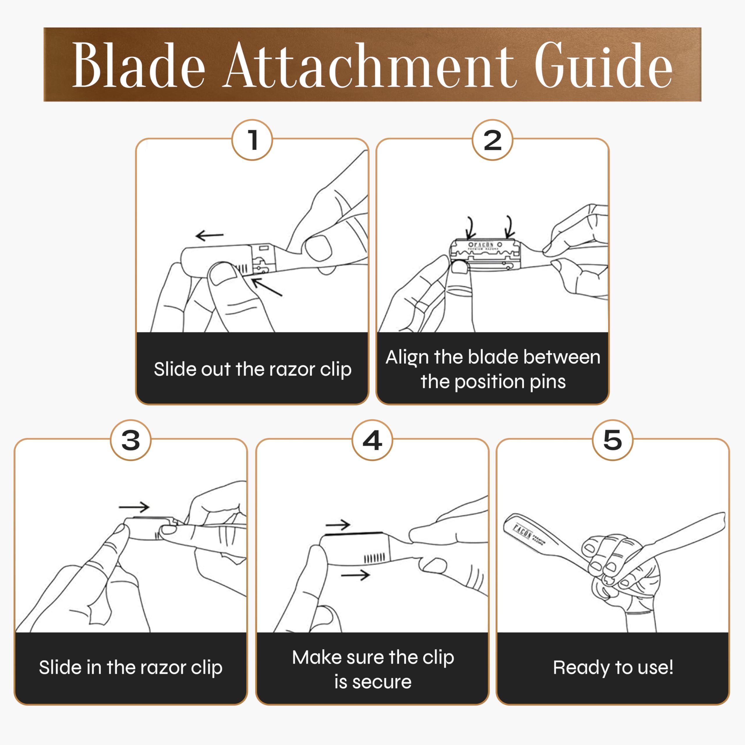 FACON Facn Straight Razors for Men - Professional Barber Straight Edge Razor Kit with 100 Blades,Japanese Stainless Steel Barbero Shaver for a Smooth & Precise Shave, Premium Barber Razor for Men's Shaving