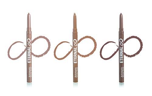 Eternal Eternal Automatic Water Resistant Eyebrow Liner Set with Shaping Comb – Long Lasting, Professional and High Precision Brow Definer with No Sharpening, Retractable Twist Up Mechanism (3 Pack)