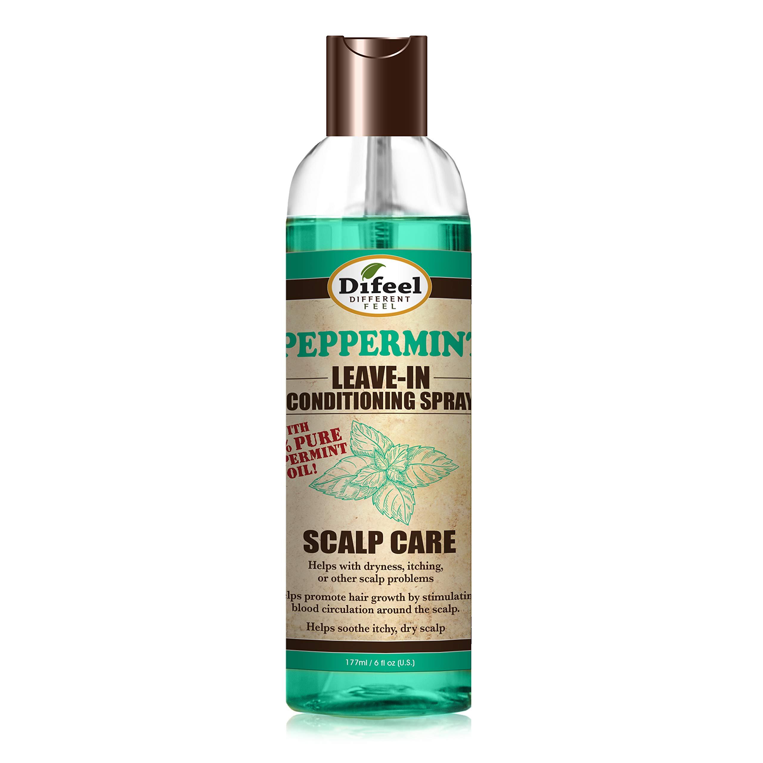 Difeel Difeel Scalp Care Leave in Conditioning Treatment - Peppermint Oil 6 oz. with Spray Cap & Dispensing Cap