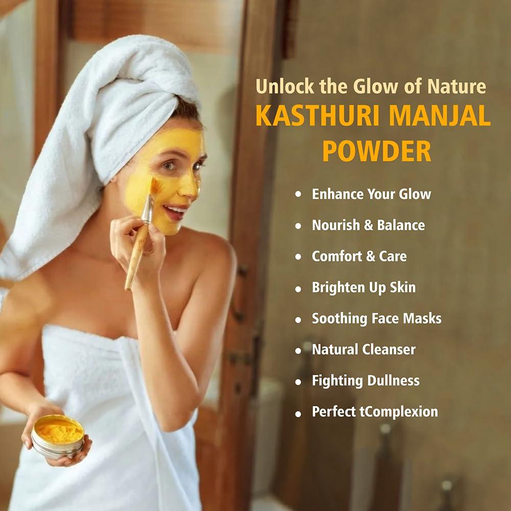 Hebhac Herbs Kasthuri Manjal Powder for Skin and Face Care| Wild Turmeric powder | Curcuma Aromatica | Helps Acne skin (7 oz)