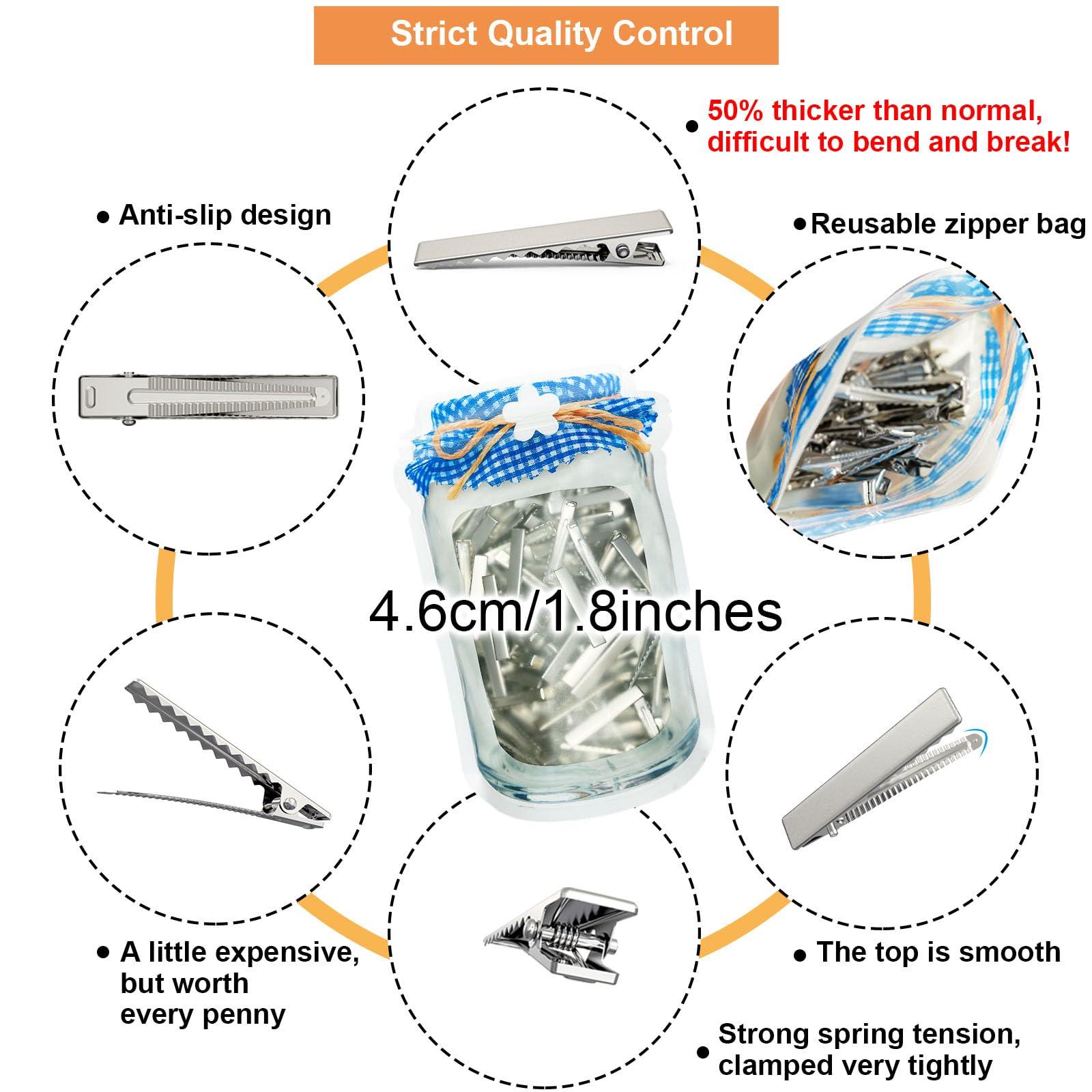 HiJeaton HiJeaton 90Pcs Alligator Hair Clips for Bow Making, 4.6cm/1.8\" Metal Gator Clips, Large Plain DIY Supplies for Crafts and Hairdresser