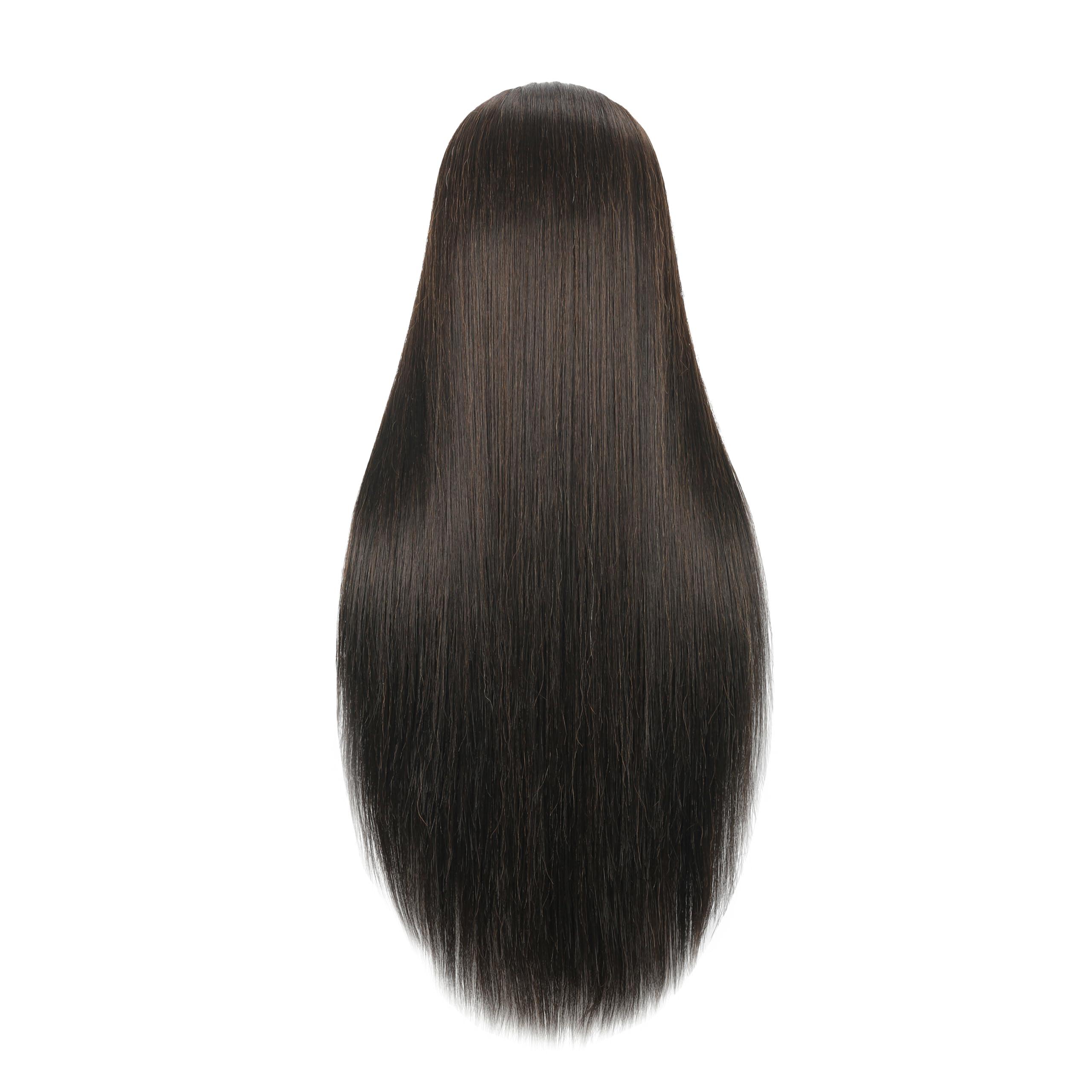 EVATEC EVATEC 30 Inch Long Brown Real 80% Human Hair Mannequin Head with Stand for Hairdresser Practice Braiding Styling Cosmetology Manikin Manican Doll Training Head