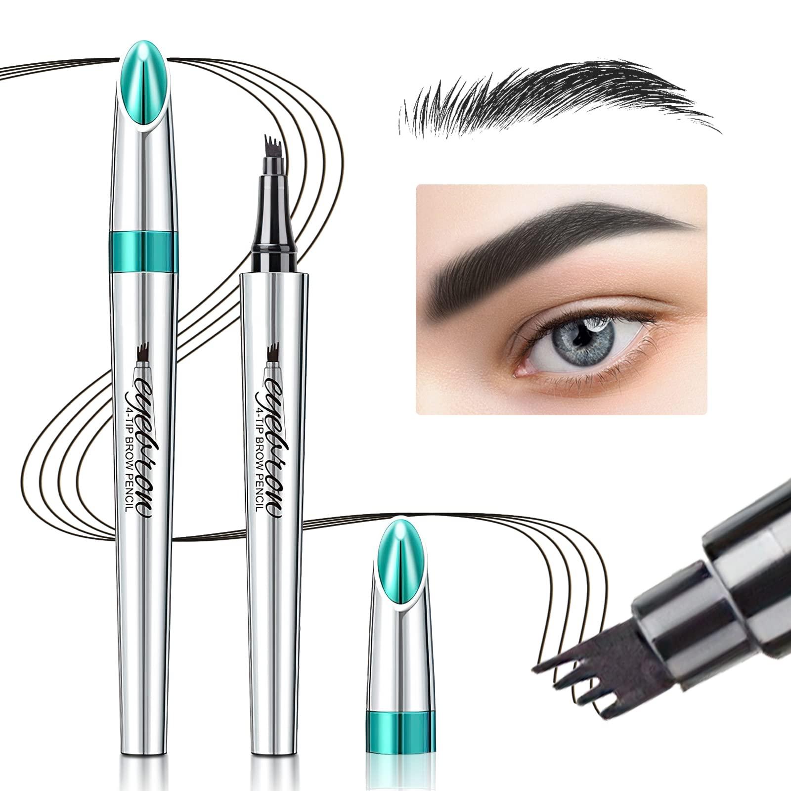OETUIOW Eyebrow Pencil Eyebrow Microblading Pen - Eye Makeup Eyebrow Pen Micro 4 Point Brow Pen Lift & Snatch Eyebrow Microblading Pen Long-Lasting Waterproof Natural Eyebrow Hair (Black)