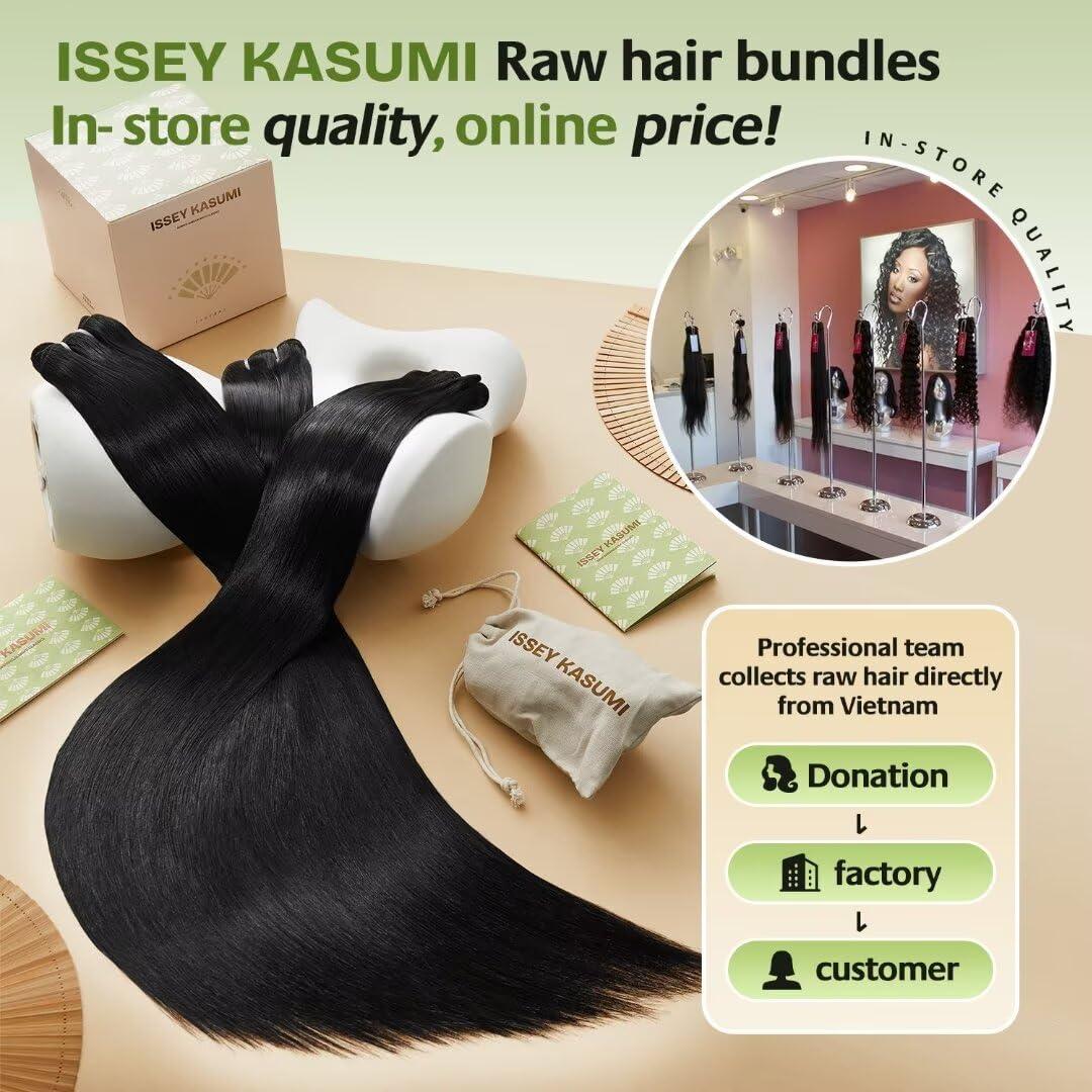 ISSEY KASUMI ISSEY KASUMI Raw Vietnamese Human Hair Bundles,Triple Lifespan Than Regular Virgin Hair,In-Store Quality,Online Price! 100% Raw Vietnamese Hair Bundles Straight Raw Hair 3 Bundles 18 18 18 Inches