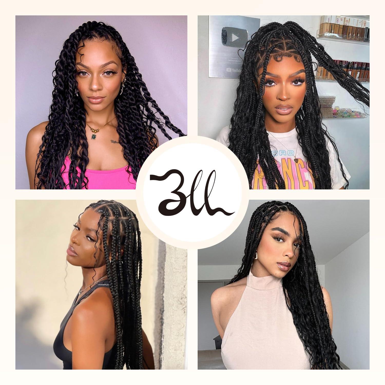 BLL Pre-Divided Deep Wave Human Braiding Hair for Boho Braids Bulk Hair Pre-streached Human Braiding Hair Deep Wave For Black Women (Natural Black, 16 Inch - 320 Roots)