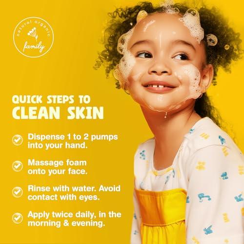 The Natural and Organic Family The Natural and Organic Family Kids Foaming Face Wash - Clean and Gentle Face Wash for Kids and Preteens - Made in the UK