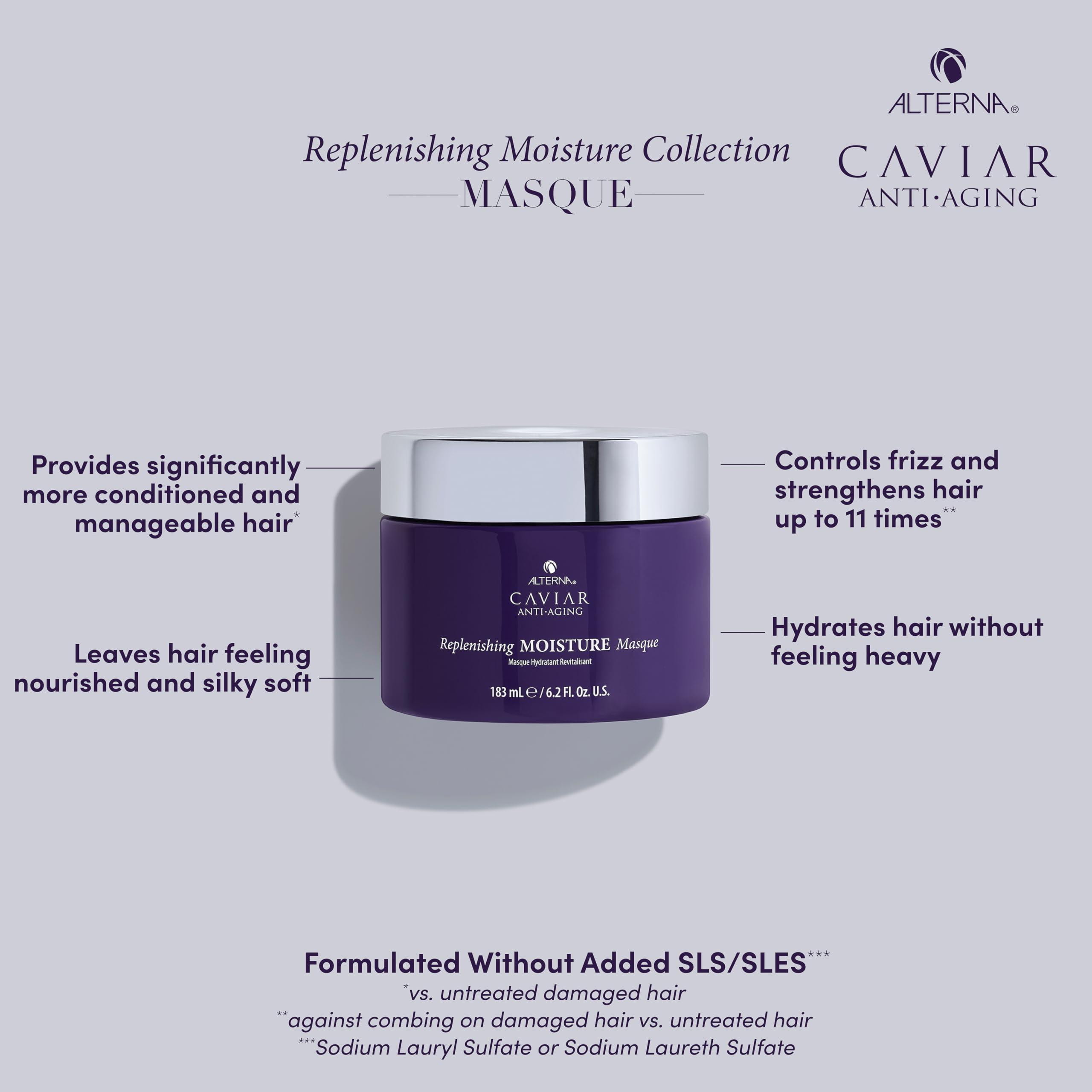 Alterna Alterna Haircare CAVIAR Anti-Aging Replenishing Moisture Hair Masque 6.2 oz | Replenishes Dry, Coarse, Damaged Hair | Controls Frizz and Smoothes Hair | Sulfate Free