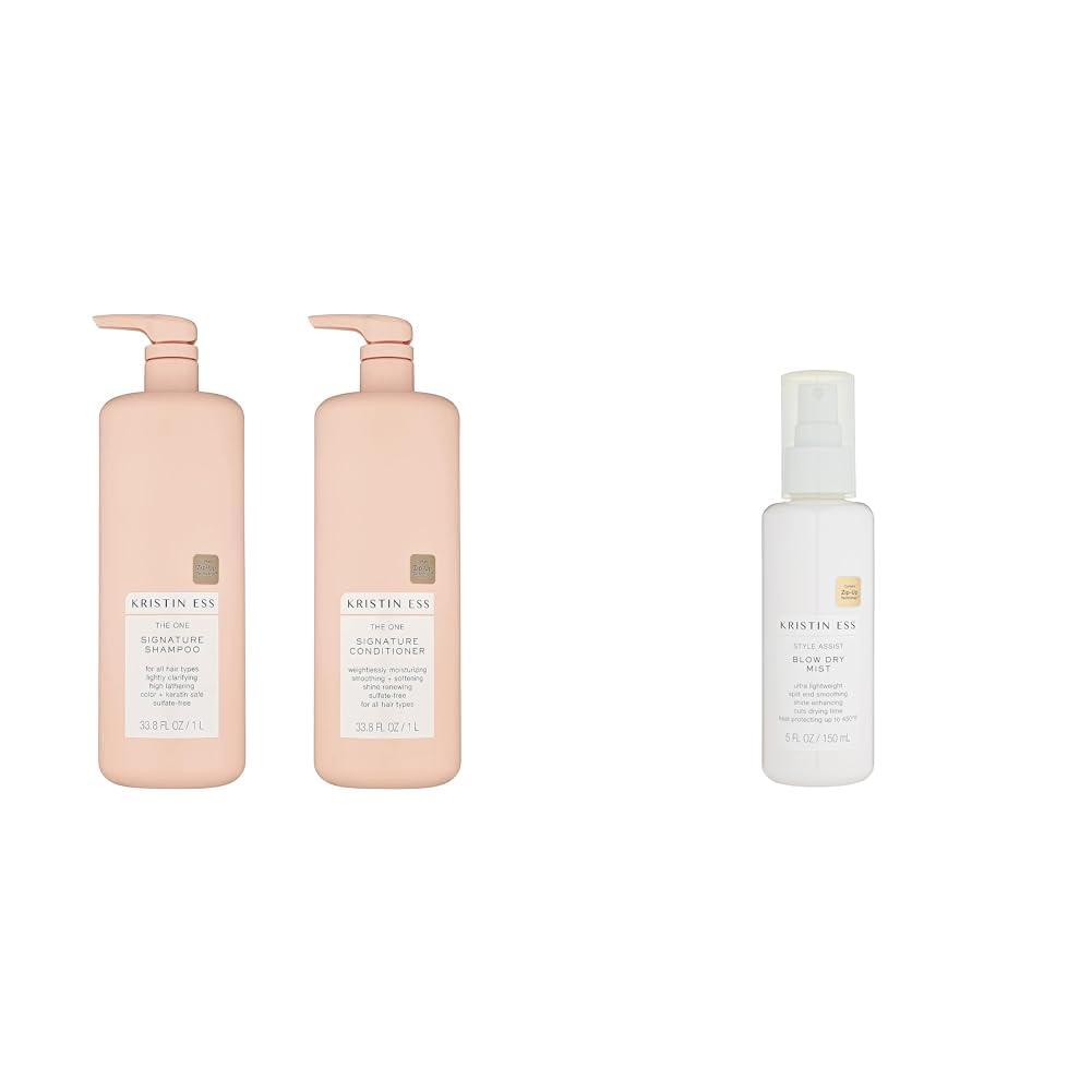 Kristin Ess Kristin Ess Hydrating 33.8 fl oz Shampoo + Conditioner Set + Blow Dry Mist Heat Protectant Spray