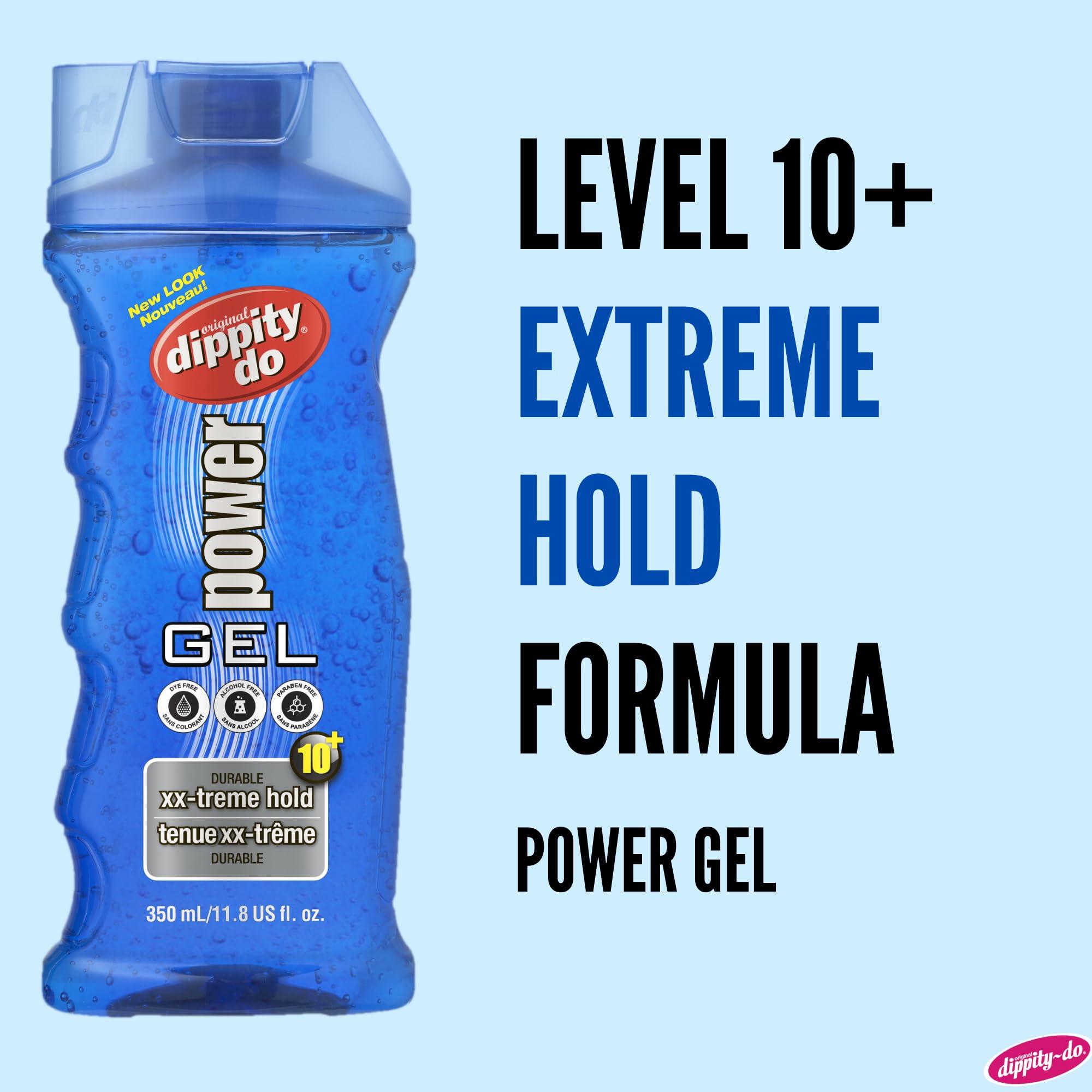 Dippity Do Dippity Do Power Gel - Men\'s Strong Hold Hair Gel - High Shine, Natural Feel and Non-Flaking - Formulated with Panthenol, Argan Oil, Olive Oil and Tea Tree Oil - 350 mL/11.8 fl oz