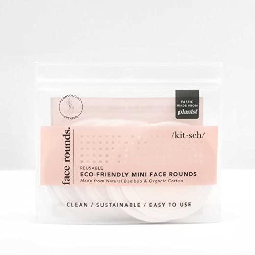 Kitsch Kitsch Reusable Cotton Rounds for Face - Eco-Friendly Cotton Pads for Makeup Removal | Organic & Reusable Eye Makeup Remover Pads | Face Pads for Toner with Reusable Travel Pouch, 7pcs