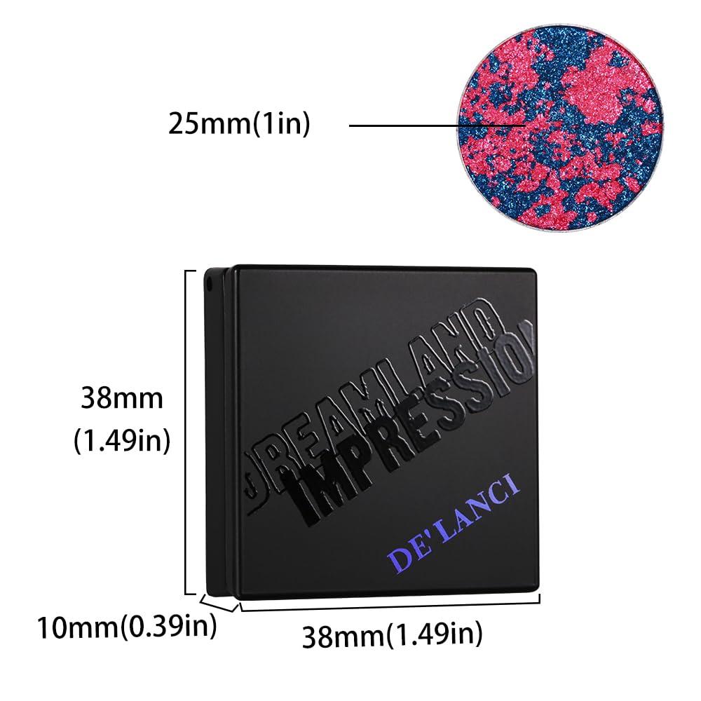 DE\'LANCI Multichrome Shimmer Pinkish Purple Eyeshadow, Intense Pigment Chameleon Sparkling Eyeshadow, Smooth Texture Blendable Black Purple Eye Shadow, Multi-Reflective Finishe Metallic Shade, Talc Free, 20
