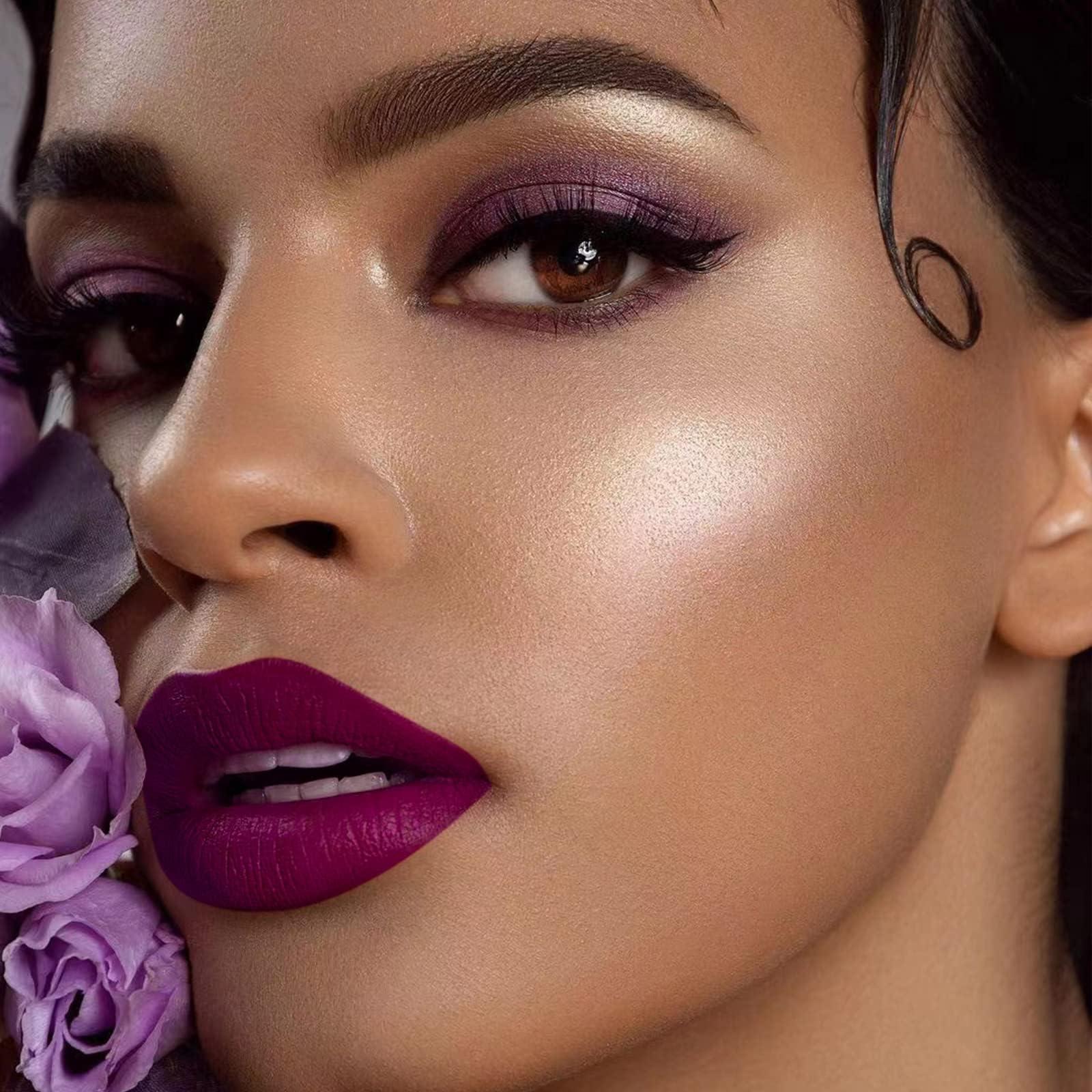 MAKI YIKA MAKI YIKA 3Pcs Matte Liquid Lipstick Set, Purple Plum Pink Lipstick Long Lasting Smudge Proof Non Transfer Lip Makeup (Purple+Plum+Pink)