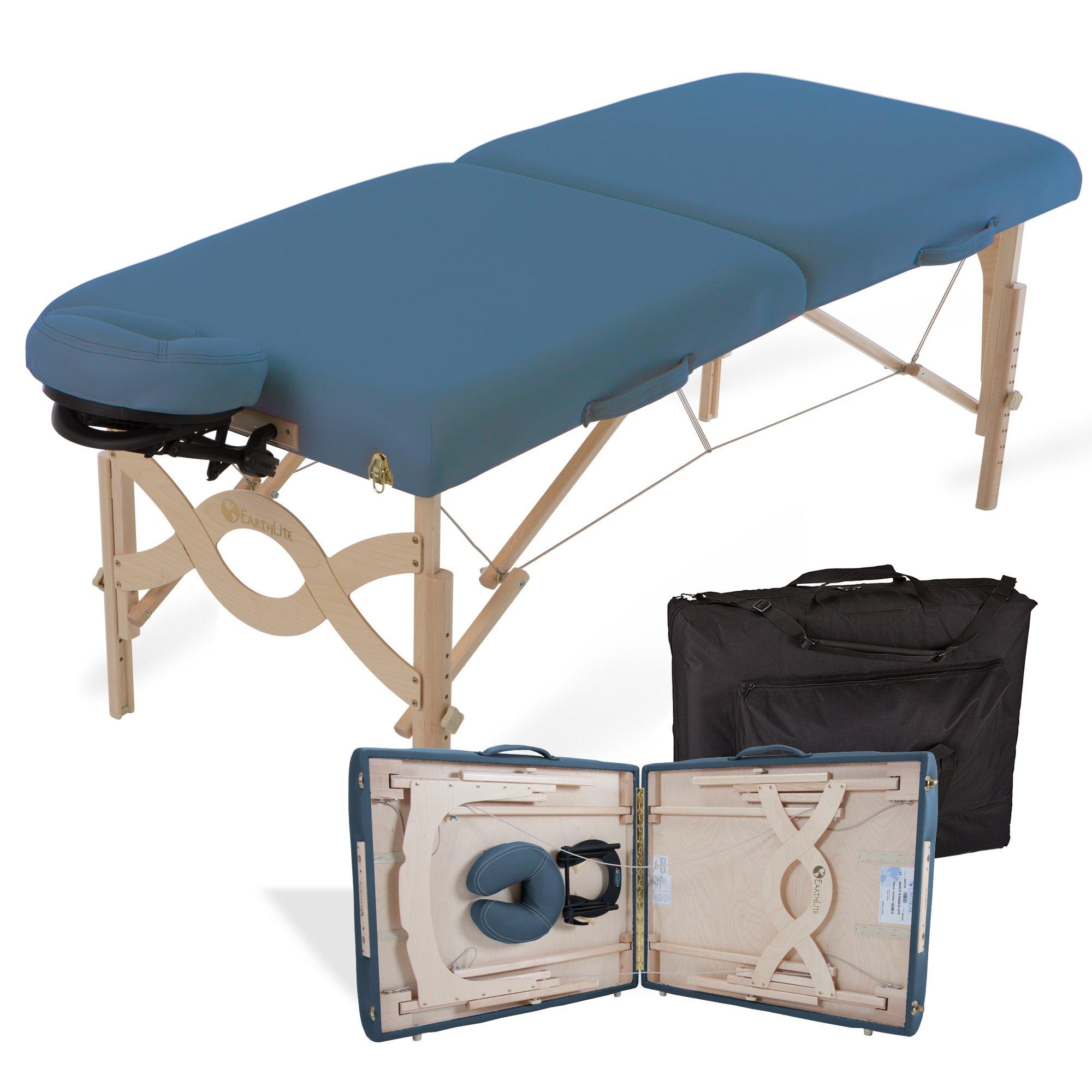 Earthlite EARTHLITE Portable Massage Table Package AVALON Reiki Endplate, Premium Flex-Rest Face Cradle & Strata Cushion, Carry Case (30x73)