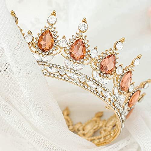 Fairyu Fairyu Crowns and Tiaras Baorque Silver Rhinestone Vintage Bride Wedding Crowns Birthday Crown Cake Topper Costume Headband Tiara for Women and Girls (Champagne)