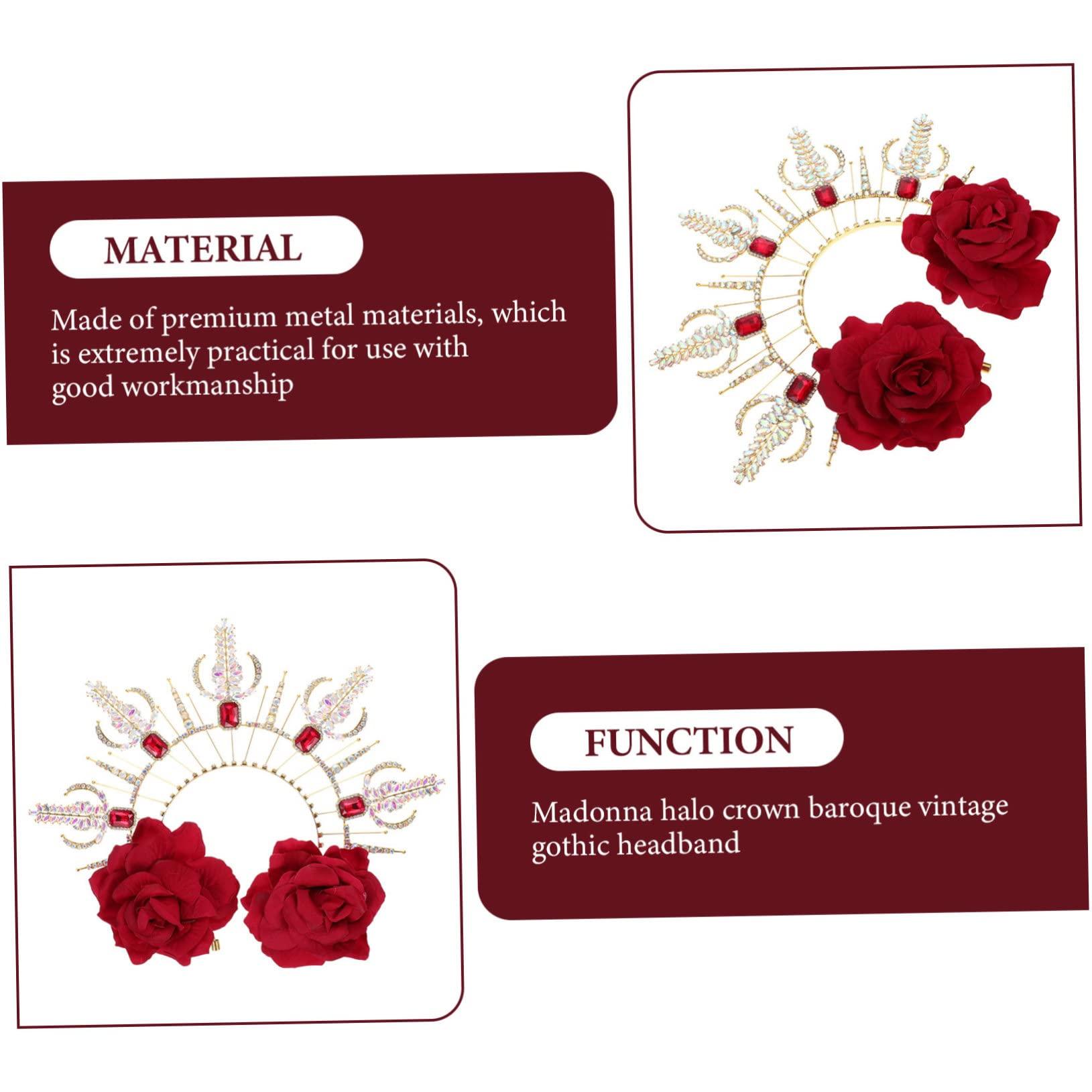 minkissy minkissy Notre Dame Headband rhinestone headbands for women headband hair accessories for women wedding roman goddess sun costume goth outfits Costume Prop Rose Greece bride Metal