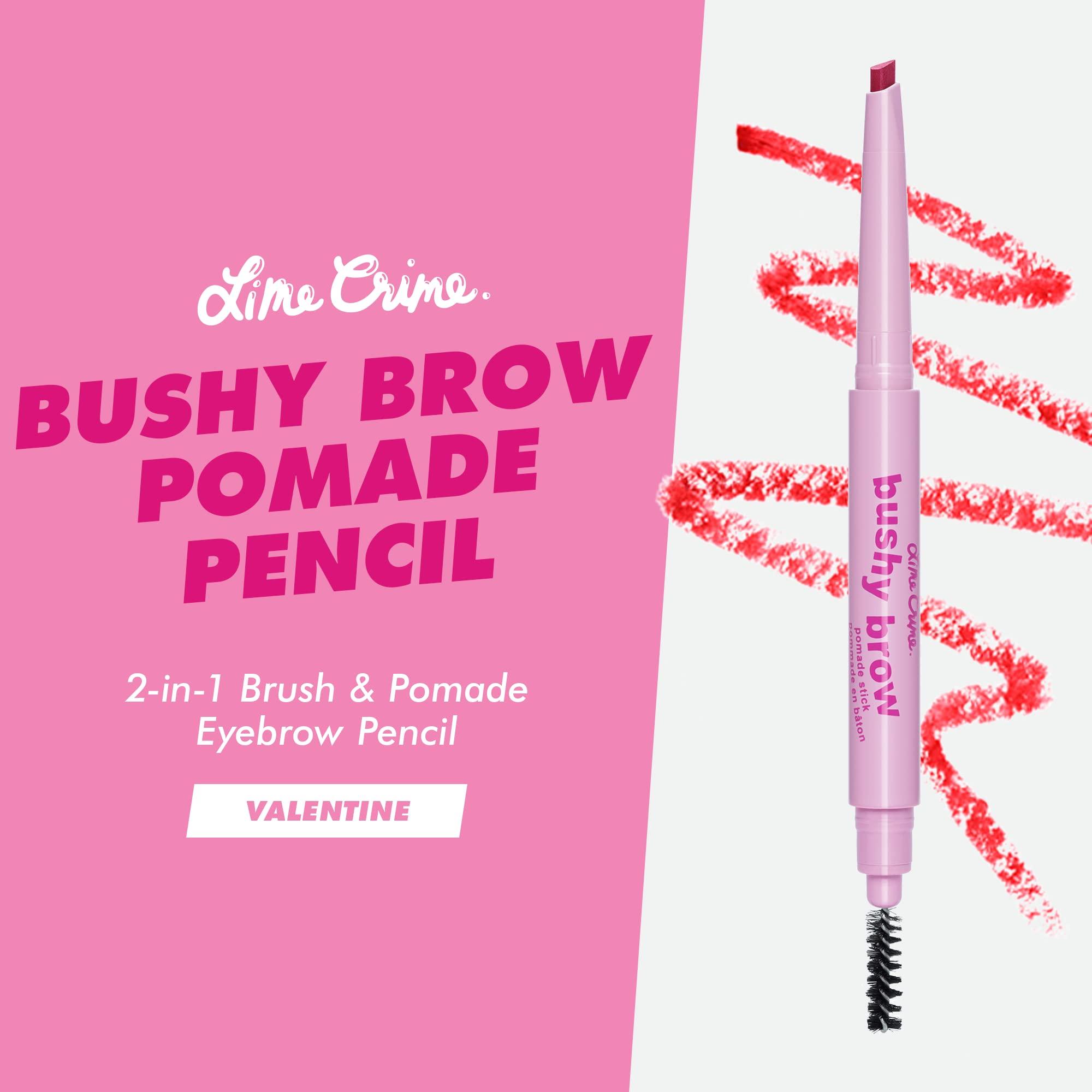 Lime Crime Lime Crime Bushy Brow Pomade Pencil, Valentine (Crimson Red) - 2-in-1 Brush & Pomade Pencil Gives Eyebrows Volume & Texture - Long-Lasting, Defining & Smudge-Proof - Vegan, Cruelty-Free