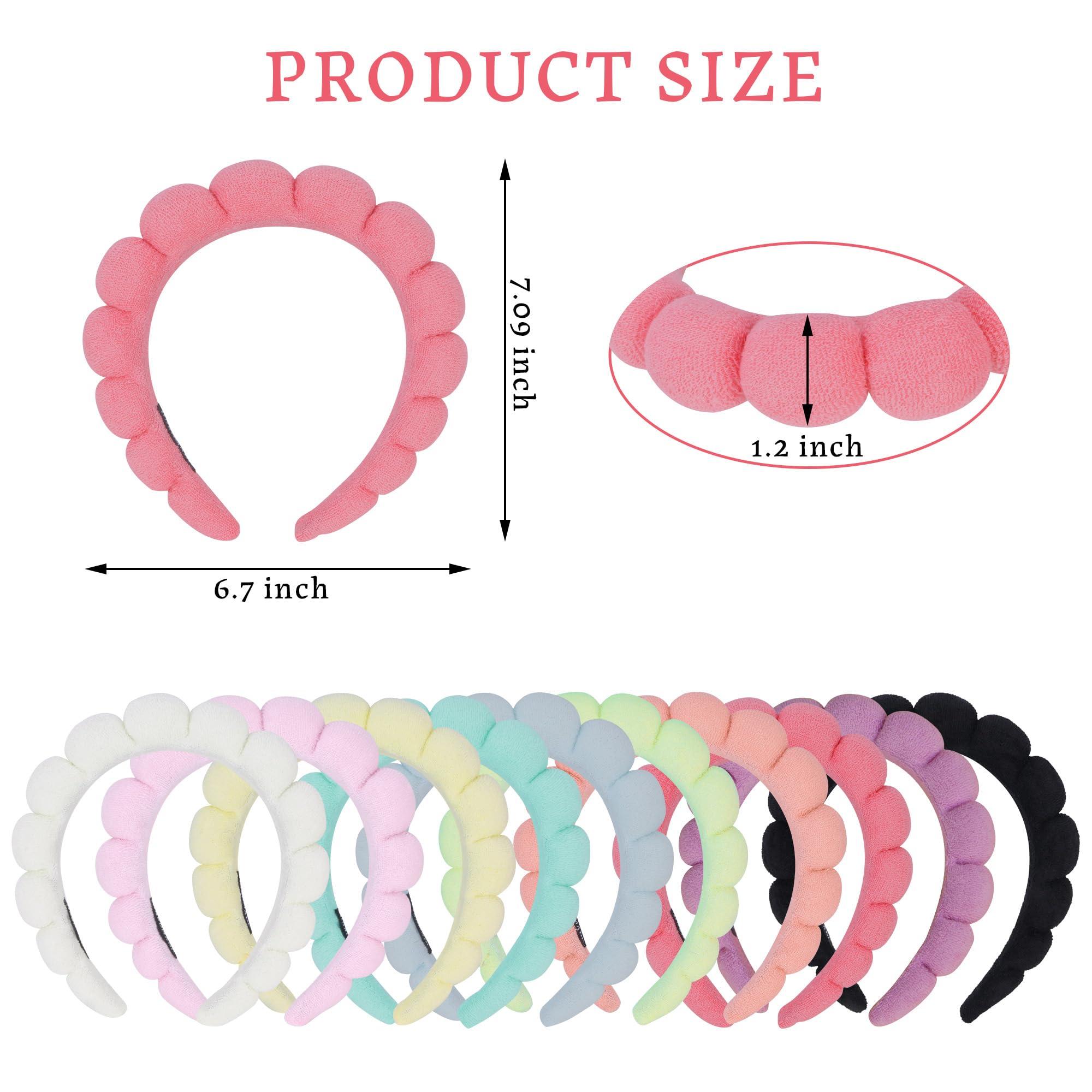 RAISEY RAISEY 10 Pcs Spa Headband Bulk for Women Makeup Sponge Headband Puffy Hair Band for Washing Face Women Girls (Terry Cloth)