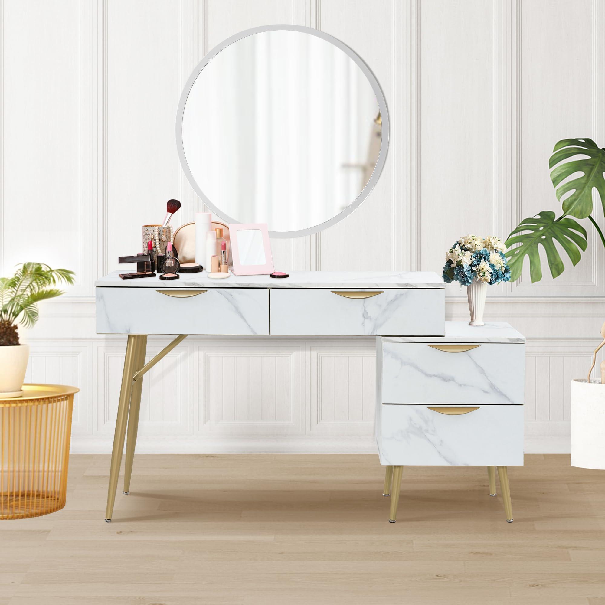 BarberPub BarberPub Salon Spa Station for Hair Stylist, Barber Station with Metal Support Legs and Golden Handles, Wall Mount Styling Cabinet, Beauty Storage Organizer 3174 (White)