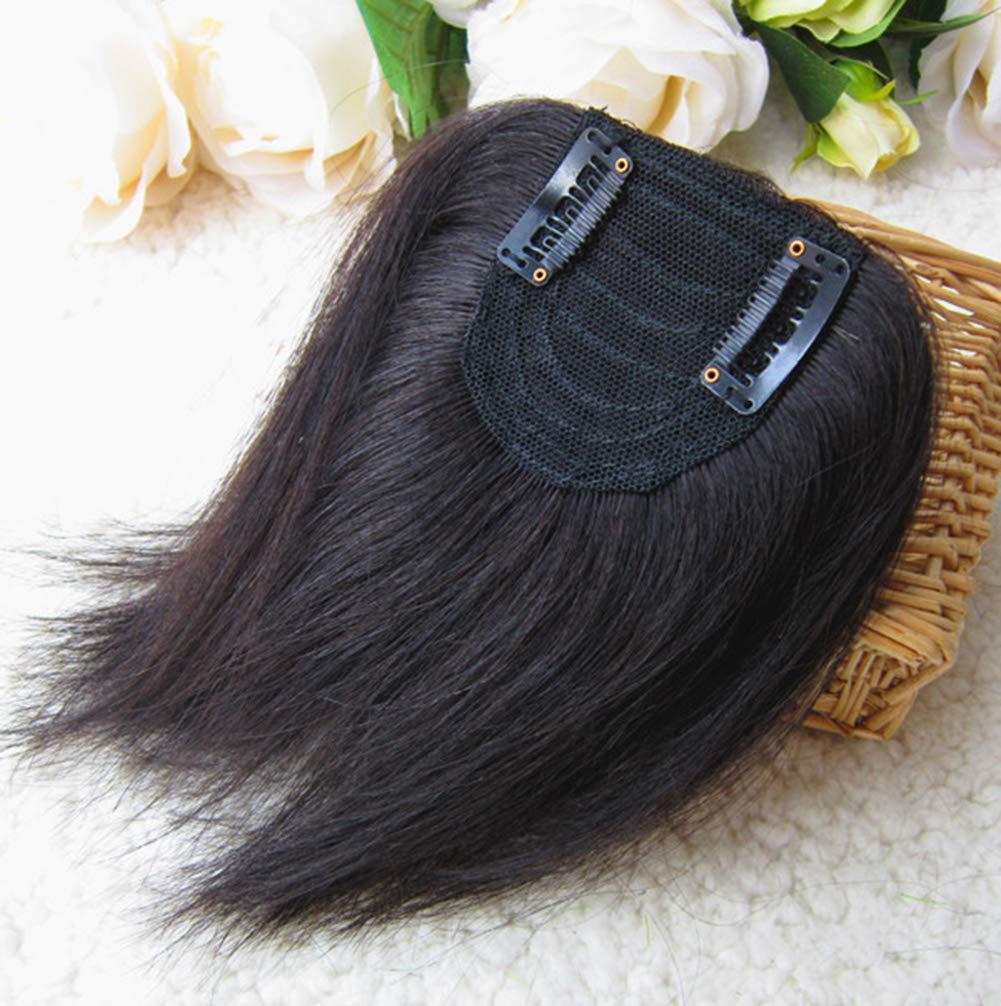 LesafeV LesafeV Long Side-Part Straight Thick Bangs Seamless Front Fringe Hairpiece Clip in Human Hair 10\" Light Brown