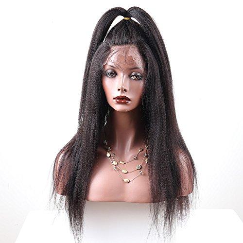 iVogue Hair Coarse Yaki Straight Mongolian Virgin Human Hair Lace Front Wig 13"X6" Long Free Part Lace Wig with Baby Hair (18inch)