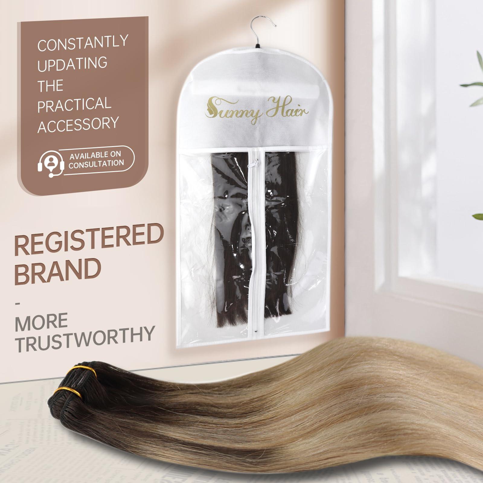 Sunny Hair Sunny Hair Clip in Hair Extensions Straight Human Hair Clip in Extensions Remy Clip in Hair Extensions Real Human Hair Extensions Clip ins Full Head Dark Brown Roots to Ash Blonde 20inch