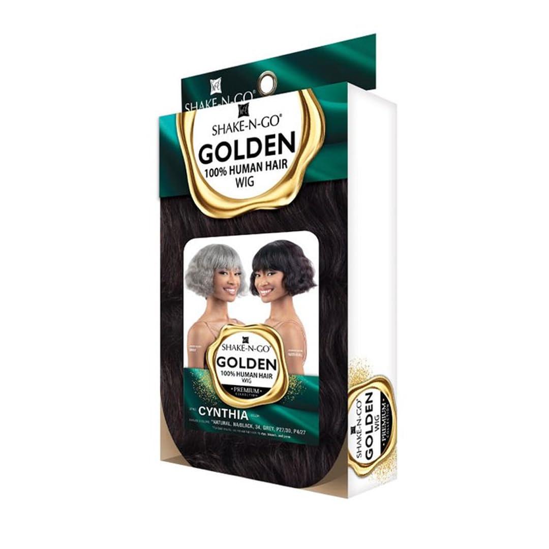 Shake-N-Go Shake-N-Go Golden 100% Human Hair Wig - Cynthia (Color:NATURAL BLACK)