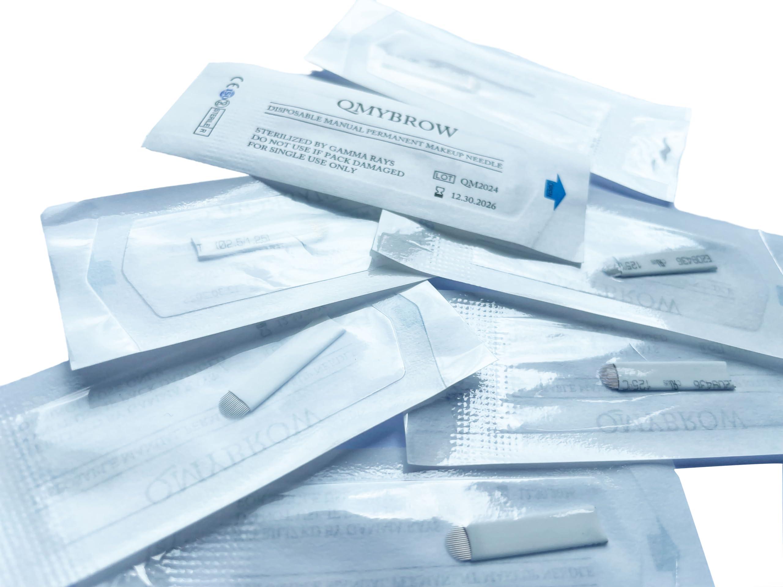 QMYBROW Brow Microblading Blades Fine Microblades 20Pack (White, 18U-0.25MM)