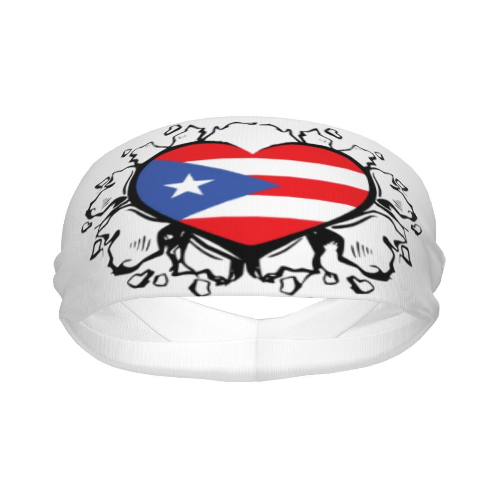 MANQINF Puerto Rico Flag Headbands Non Slip Sweatband Fashion Summer Hair Bands for Tennis,Basketball,Running,Gym,Working Out