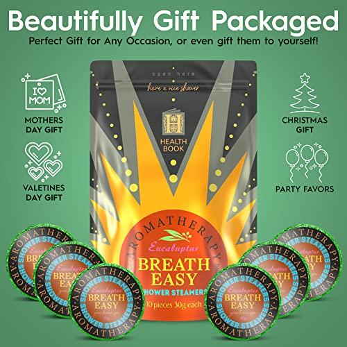Health Book Eucalyptus Shower Steamer - Shower Steamers Aromatherapy - Shower Bomb for Sinus Relief - Shower Tablets Eucalyptus Gifts for Women - Shower Steamers for Women & Men - 10pk