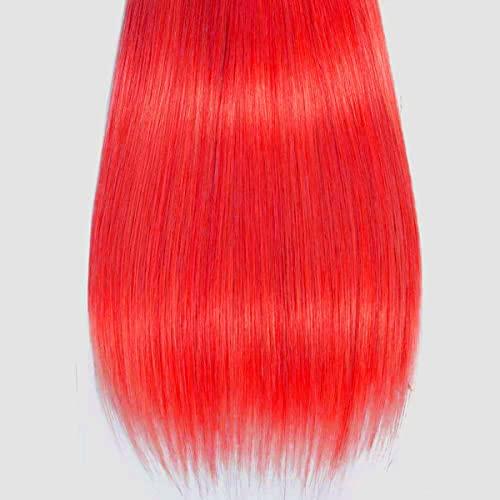 muaowig Red Human Hair Bundles Tow Tone Hair 3 Bundles Straight Ombre Red Bundles For Black Women Unprocessed Virgin Hair Weave 12 14 16 inch