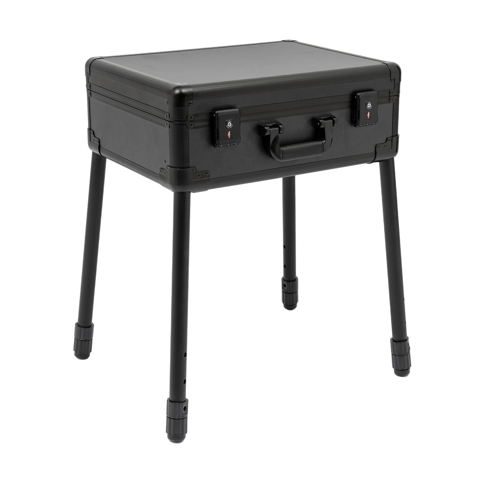 GXFCHYL GXFCHYL Professional Barber Case Professional Barber Tool Box Mobile Barber Station, 18.11-31.5 Adjustable Height, TSA Customs Lock (Black)