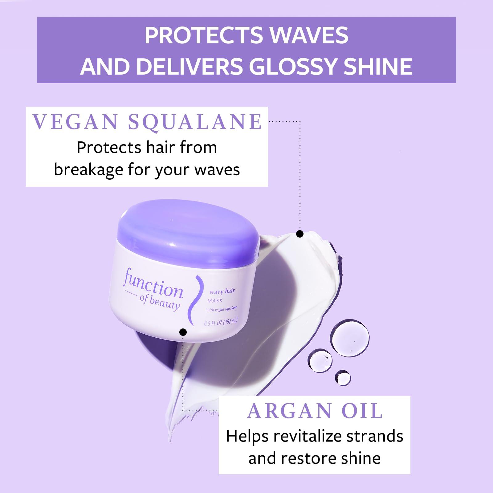 FUNCTION OF BEAUTY FUNCTION OF BEAUTY Hair Mask for Wavy Hair, 6.5 oz Each (2-Pack) - Deep Conditioning Formula With Argan Oil to Restore Shine & Vegan Squalane to Prevent Hair Breakage, Customizable Haircare