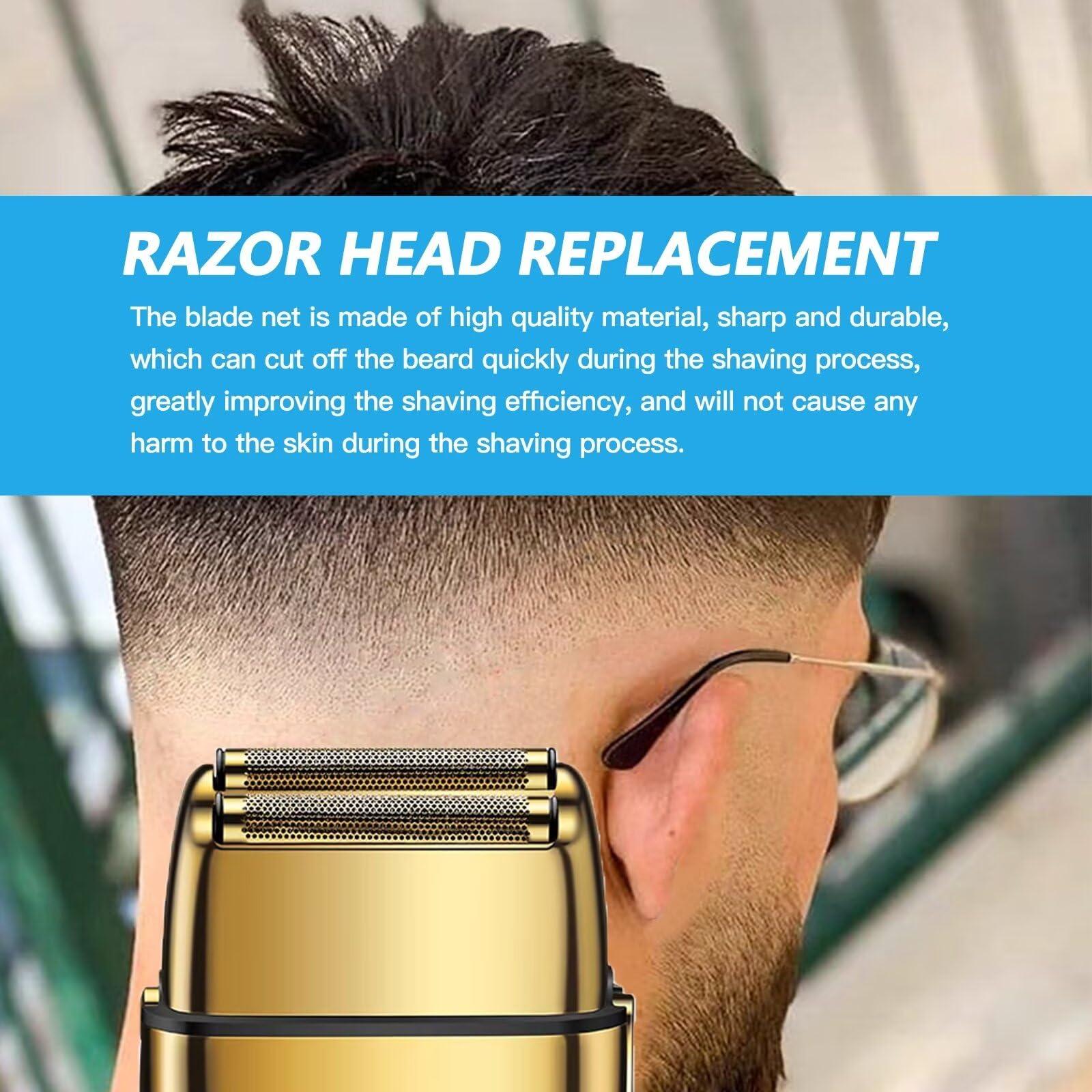 YTXXDEUS Replacement Foil and Cutter for Barberology Electric Shaver, Double Foil Shaver Replacement Head, Suitable for BaBylissPRO Barberology FXRF2G Electric Razors(Gold)