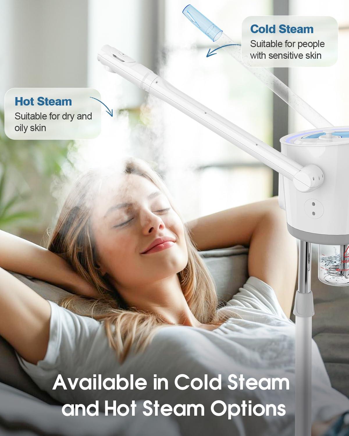 Kingsteam Kingsteam 2 in 1 Hot and Cold Facial Steamer, 30 Min Timer, Ionic Facial Steamer for Home, Esthetician, Professional Nano Water Mist with Large Water Volume for Beauty Salons - Ozone Facial Sprayer