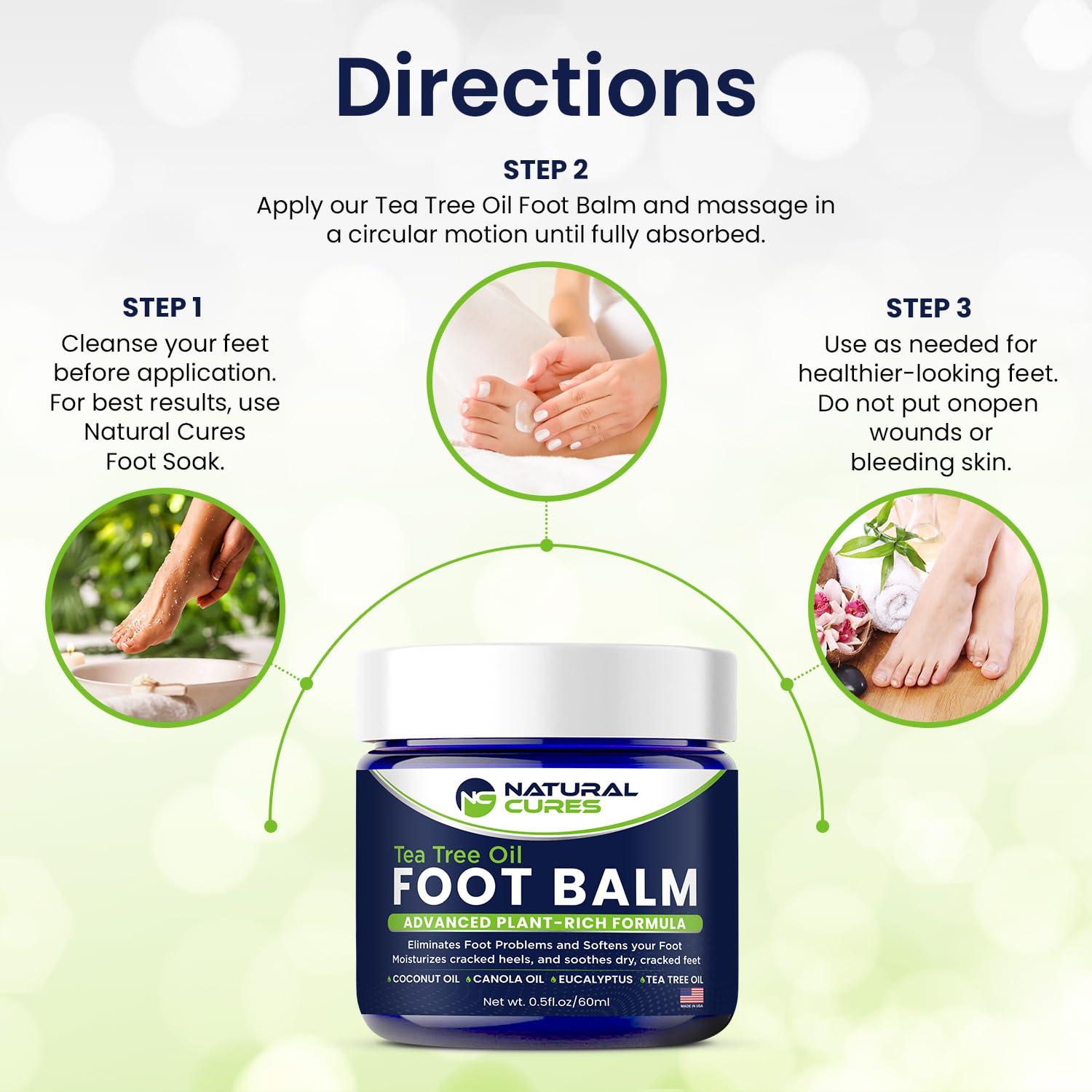 NC NATURAL CURES Tea Tree Oil Foot Balm - Instantly Hydrates Cracked Dry Feet and Callused Heels - All Natural Treatment Helps & Soothes Irritated Skin & Athletes Foot, Best Moisturizing Foot Care For Woman & Man - Made in USA
