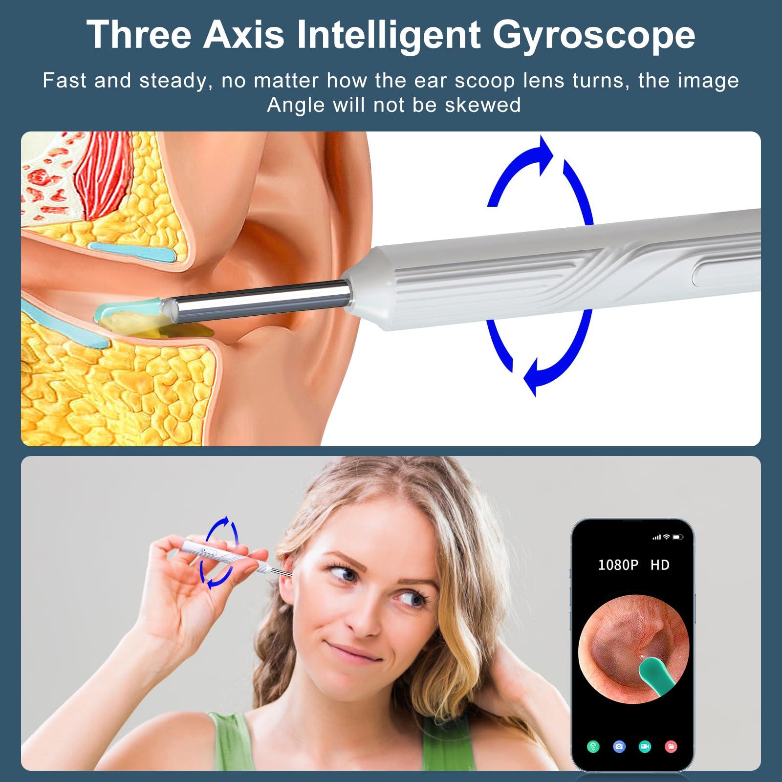 Mapleboom Ear Wax Removal Tool, Ear Cleaner with1080P HD Otoscope Camera, Ear Camera Otoscope with Light, 6 LED Lights, Built-in WiFi,Ear Cleaning Kit for iPhone and Android Phones