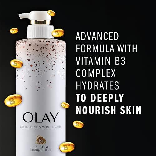 Olay Olay Exfoliating & Moisturizing Body Wash With Sugar Cocoa Butter and Vitamin B3 20 Fl Ounce (Pack of 4)