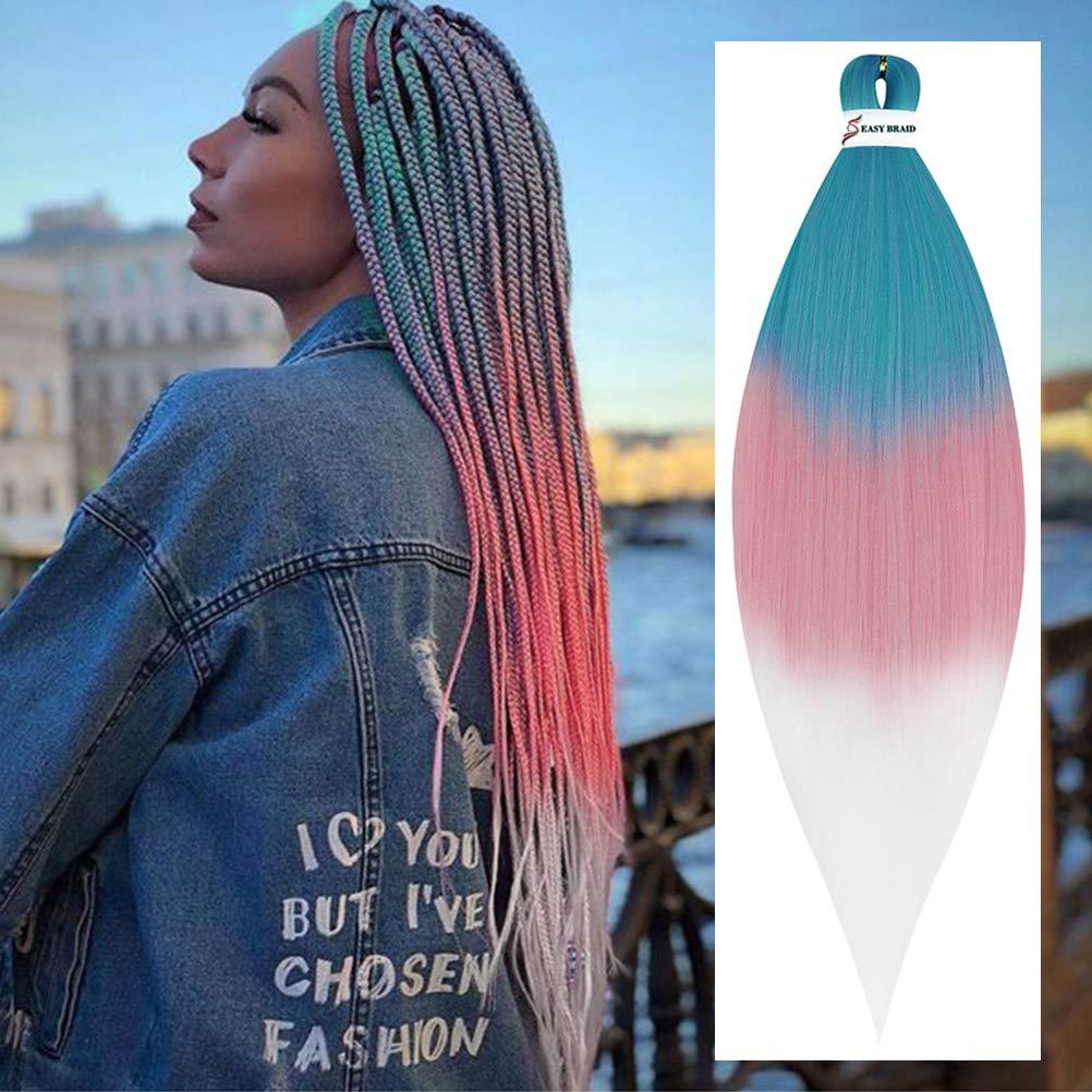 LesafeV Ombre Braiding Hair 6Pcs/Pack Crochet Extension Hair 26" Long Synthetic Yaki Brads Easy Jumbo Pre Stretched Hair Extension For Women 3-6#