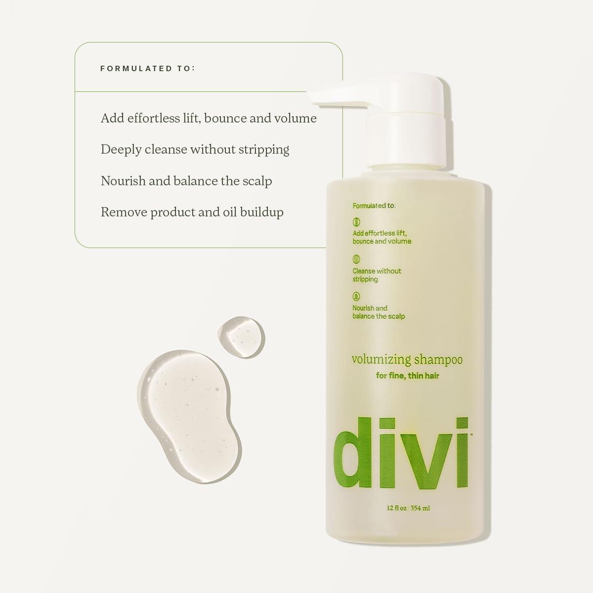 divi divi Volumizing Shampoo for Women and Men - Lightweight Volume Shampoo for Fine Hair - Formulated to Cleanse, Nourish and Balance the Scalp, 12 Fl Oz.