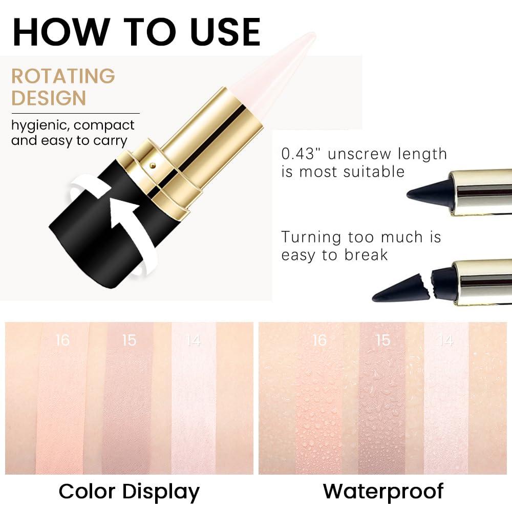Kaely Kaely 2Pcs Quartz Queen White Gel Eyeliner Pencil, Natural Cream Eye Liner Waterproof Smudge Proof, Matte Waterline Eyeliner Eyeshadow Stick, Brighten Eye Makeup, Vegan & Cruelty-Free