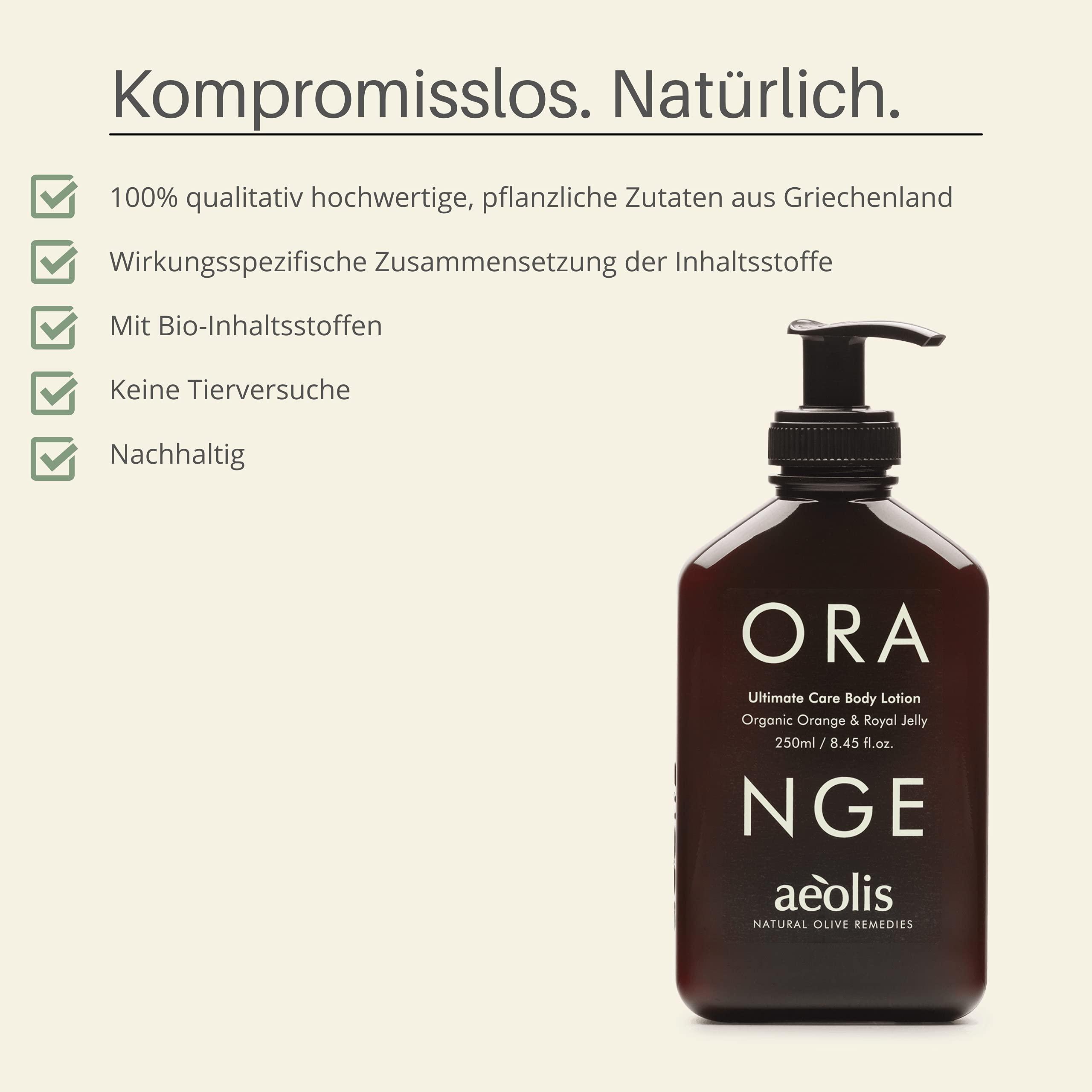 AELIS Aeolis Body Lotion - Hydrates and Nourishes the Hands, Face and Body - Absorbs Quickly - Uses Royal Jelly & Organic Orange + Olive Oil - Ultimate Care - 6.76 Fl Oz