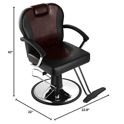 Eastmagic Eastmagic Barber Chair Reclining Beauty Chair Hydraulic Salon Chair for Hair Stylist Salon Equipment (Black/Dark red)