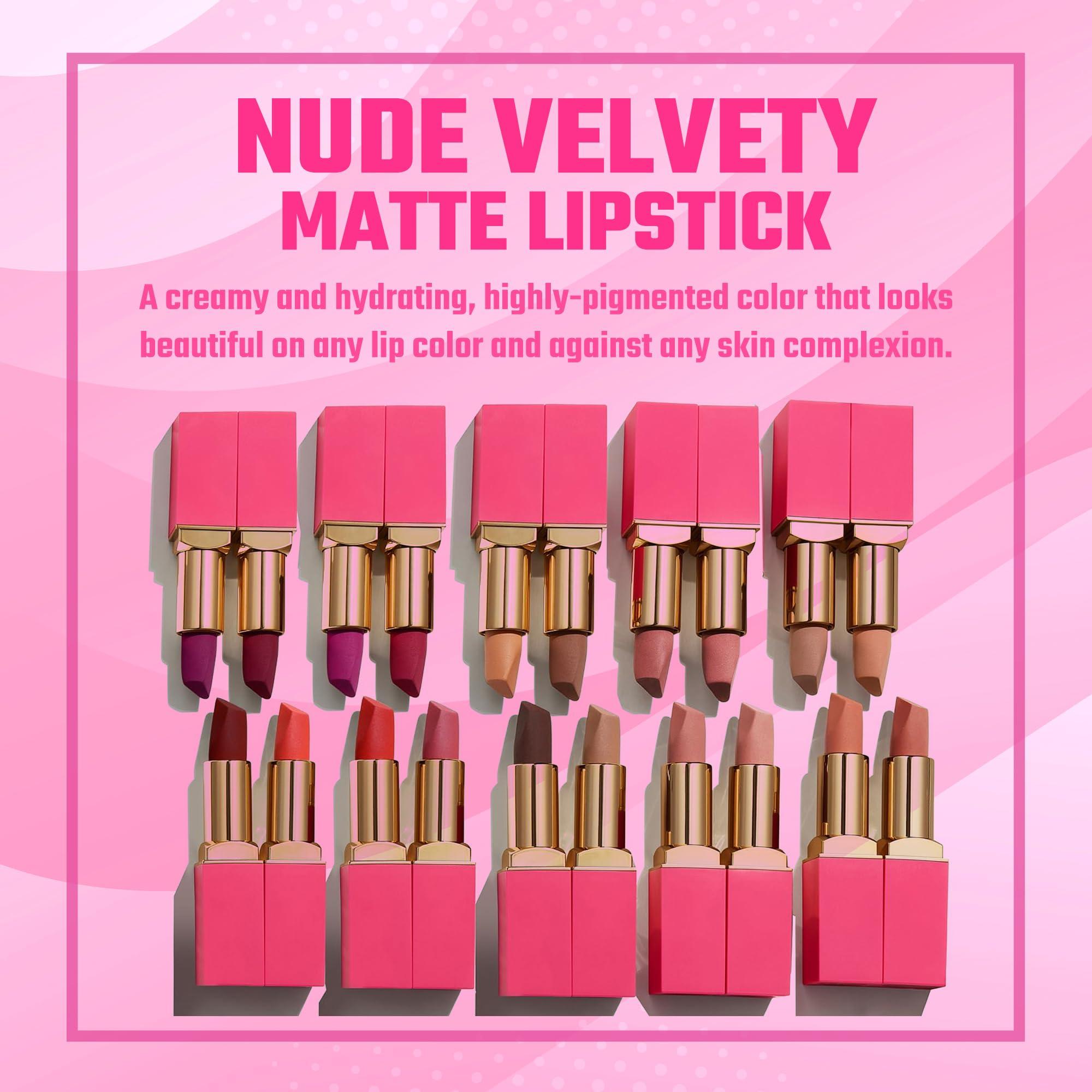 Juvia's Place Juvia\'s Place The Nude Velvety Matte Lipstick Me - Nude Matte Lipstick, Long-lasting Matte Lipstick, Rich-Color Lip Makeup, Creamy Lipstick with Matte Finish, Beauty & Lip Products