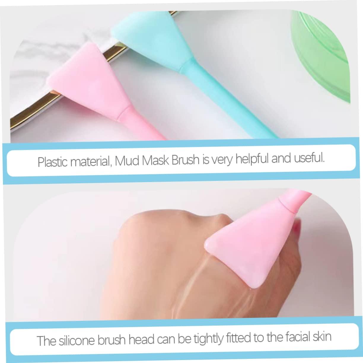 IWOWHERO IWOWHERO Facial Mask Brush Set of 10 Silicone Mud Mask Professional and Decorative Pink Blue
