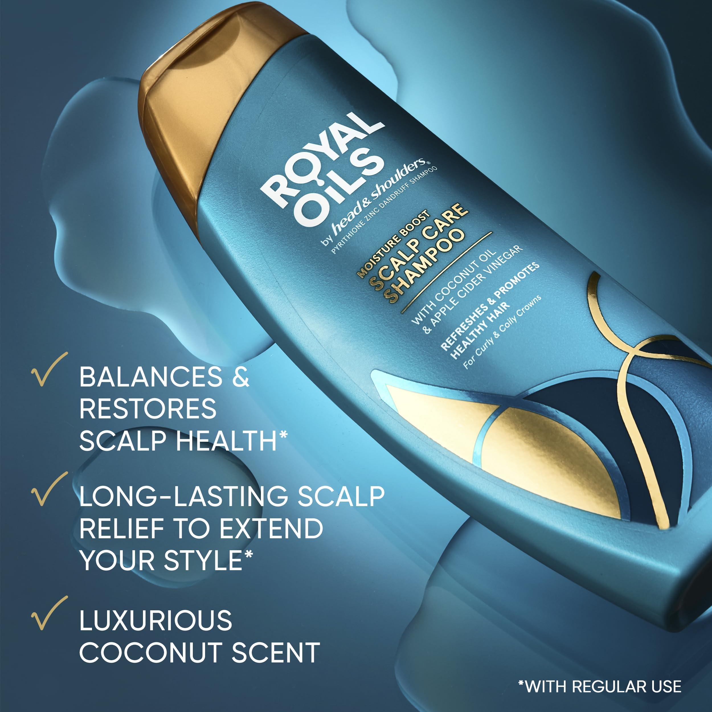 Head & Shoulders Head & Shoulders Royal Oils Dandruff Shampoo and Conditioner Set, Coconut Oil & Apple Cider Vinegar, Moisture Renewal, Scalp Relief, Curly & Coily Hair, Anti Dandruff, 31.4 Fl Oz Each, 2 Pack