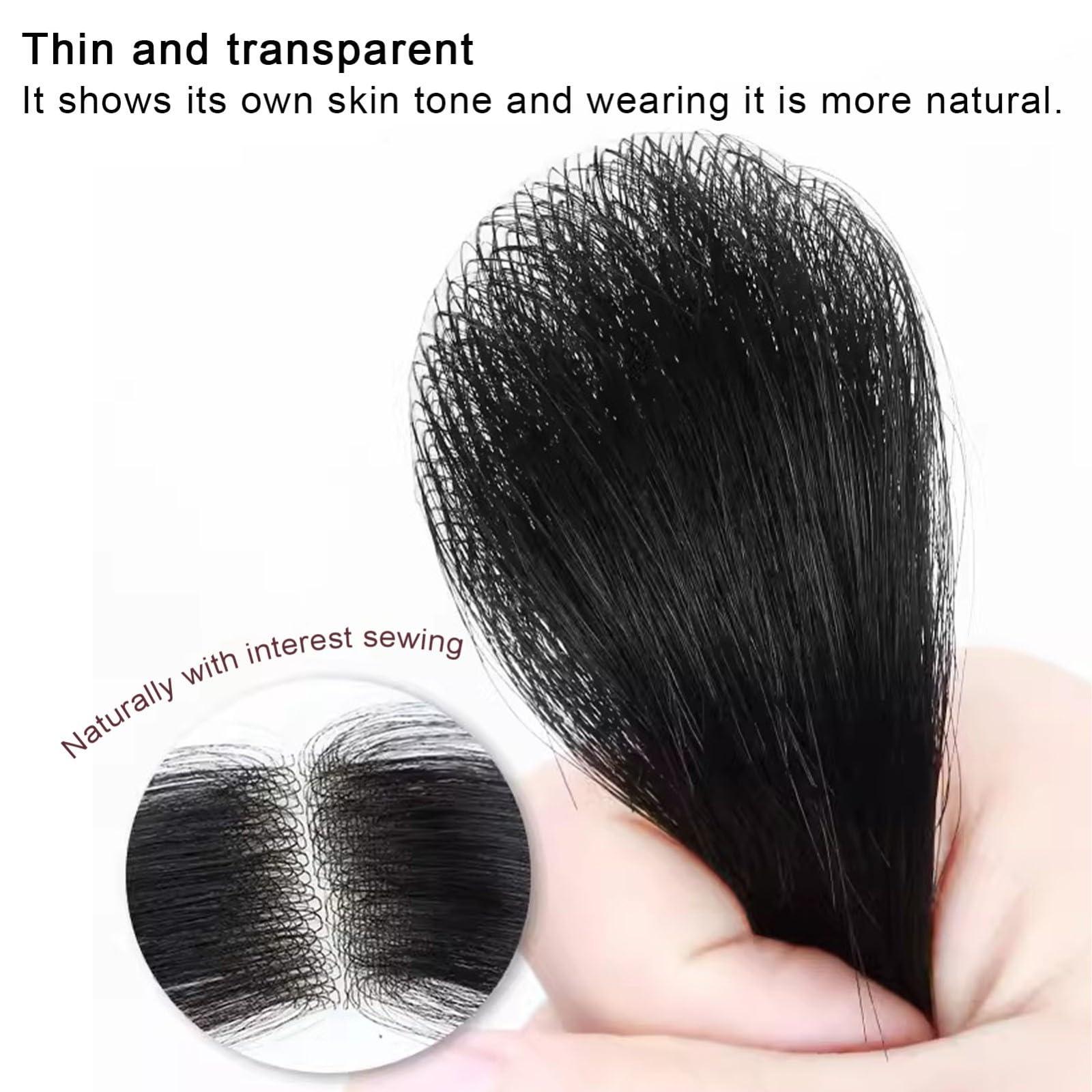 ZBYXPP ZBYXPP Bald Spot Hair Patch Toupee, Human Hair Natural Hair Replacement Unit For Men and women Hairline(Black,2cm)