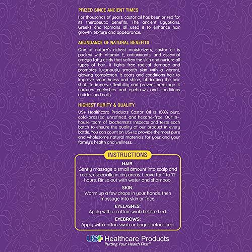 Us+ 100% Pure Castor Oil - Cold-pressed, Unrefined, Hexane-free - Premium Quality - USP Grade (1 Gallon)