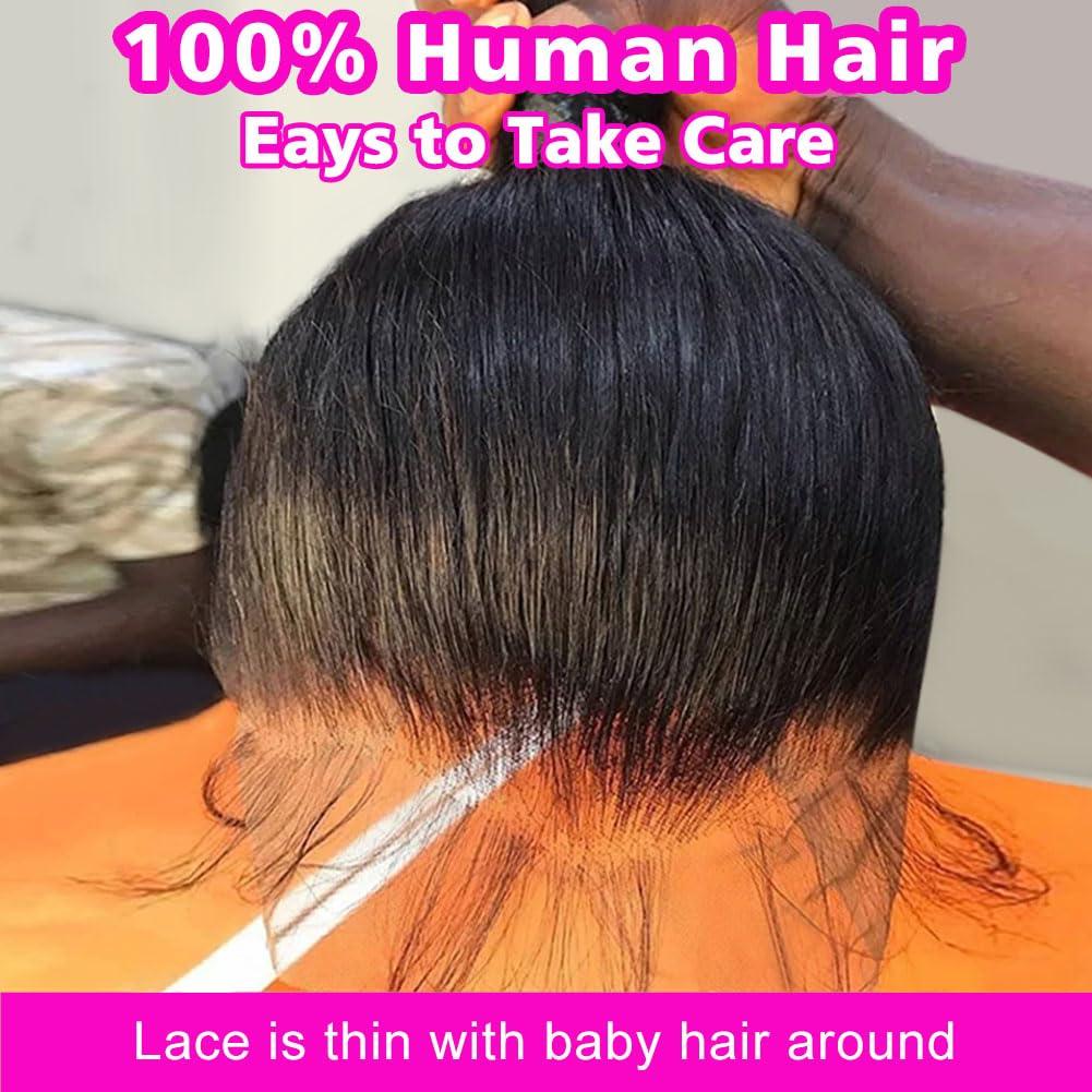 Ossilee Ossilee 24 Inch 200% Density 360 Lace Front Wigs Human Hair Wigs for Black Women Straight 360 Full Lace Frontal Wigs Human Hair HD Lace Front Wigs Human Hair Pre Plucked Pre Bleached