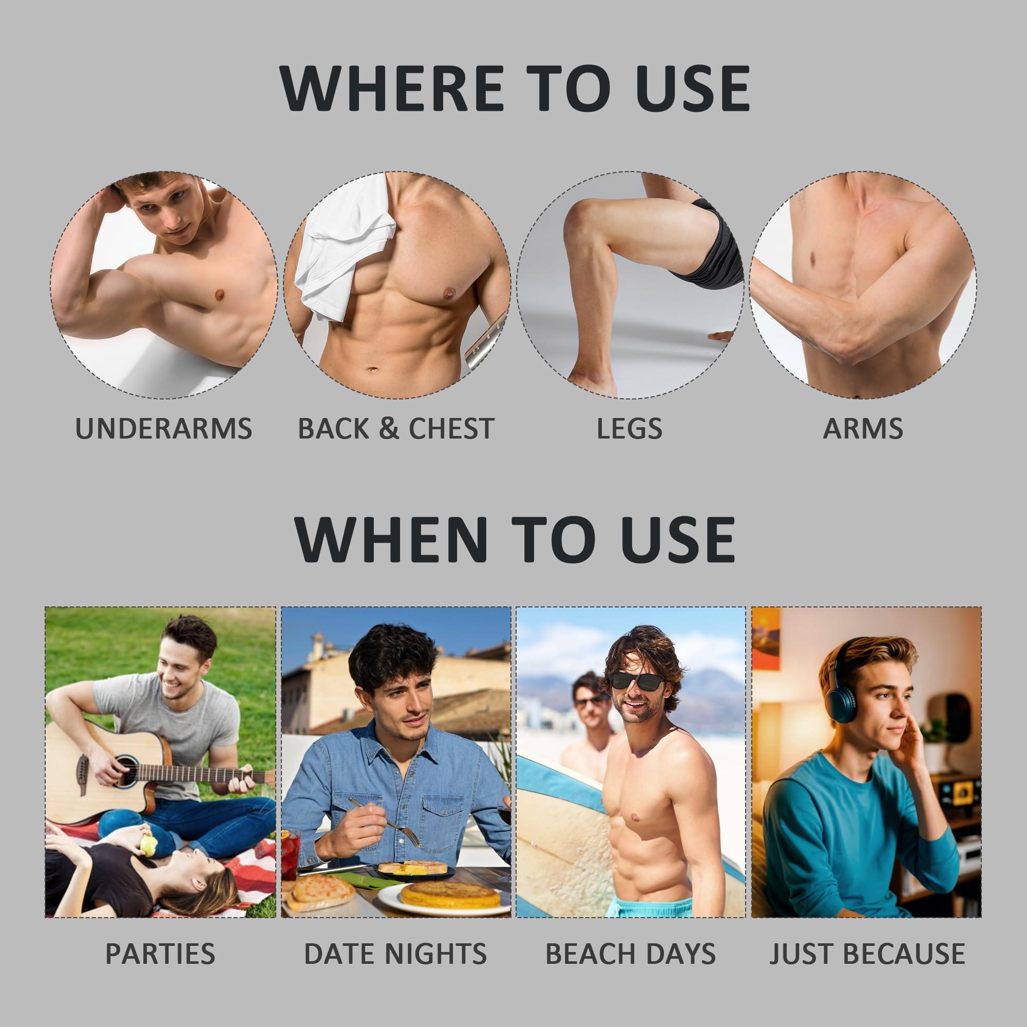 Maxpearl Maxpearl Waxing Kit for Men, Silicone Liner with Hard Wax Beads (3.15LB total) & Wax Accessories for Coarse Male Body Hair - Nose, Eyebrows, Face, Mustache, Underarms, Back, Chest, Legs and More